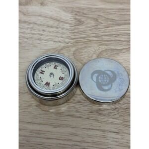 Vintage Silver Compass Directional in‎ Case Logo Global Harmony #20